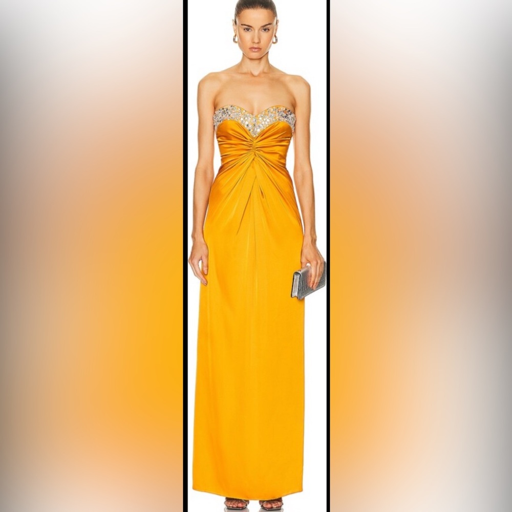 Wedding season !PatBO Mustard jeweled Gown